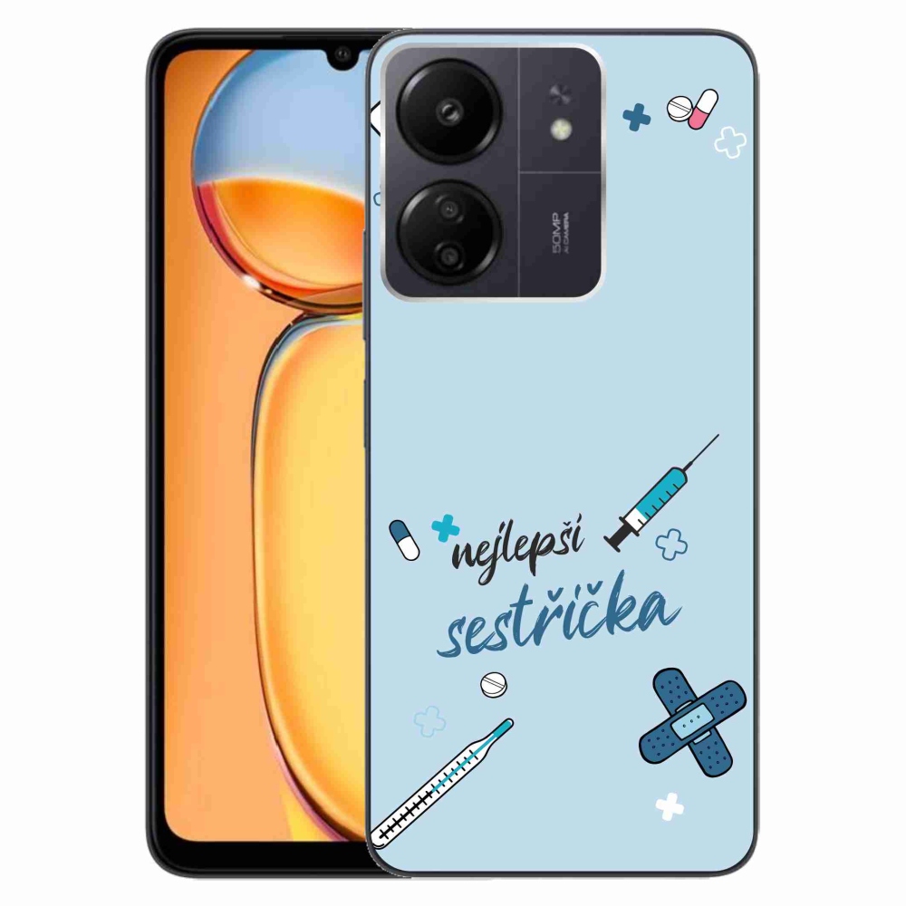Gelový kryt mmCase na Xiaomi Poco C65/Redmi 13C - nejlepší sestřička modré pozadí