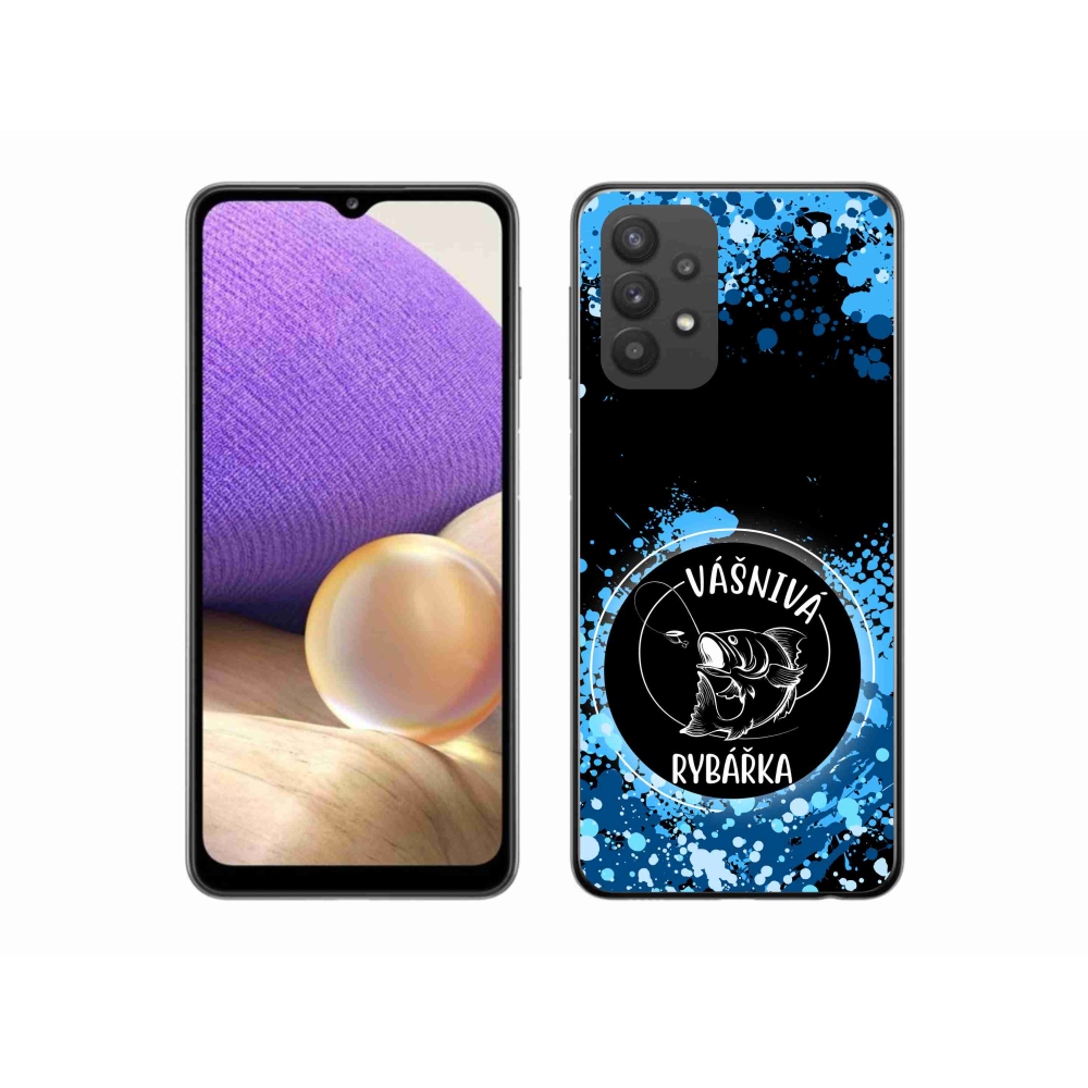 Gelový kryt mmCase na Samsung Galaxy A32 5G - vášnivá rybářka černé pozadí