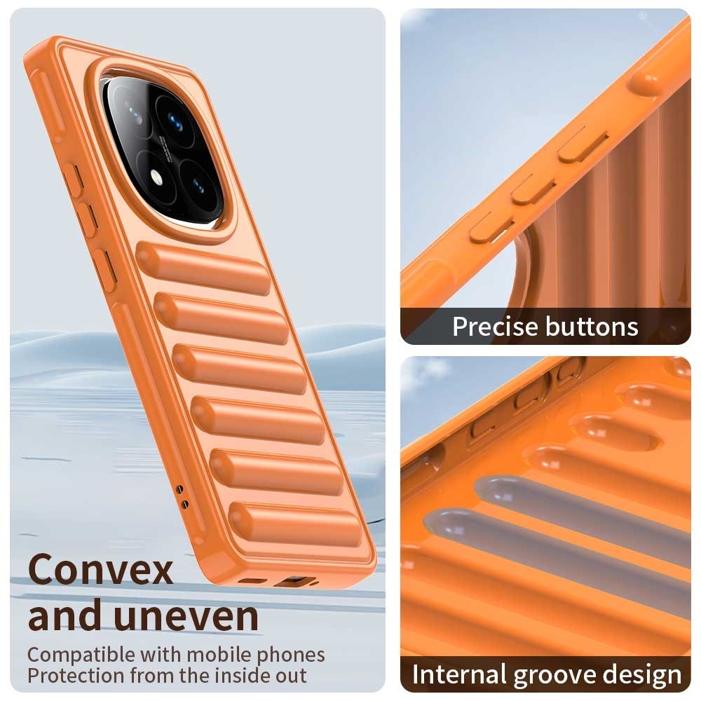Stripe odolný kryt na Xiaomi Redmi Note 14 Pro+ 5G - oranžový