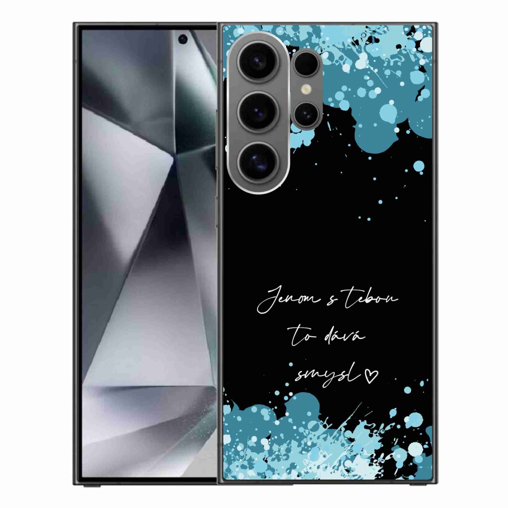 Gelový kryt mmCase na Samsung Galaxy S24 Ultra - zamilovaný text černé pozadí