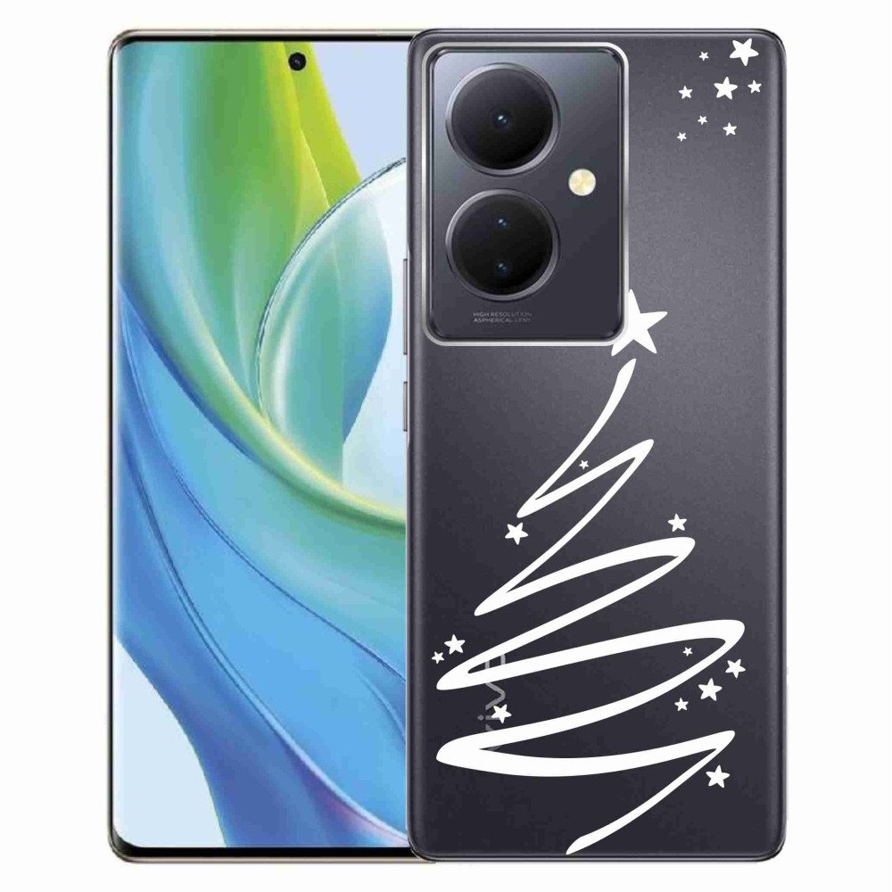 Gelový kryt mmCase na Vivo V29 Lite 5G - bílý stromeček na průhledném pozadí
