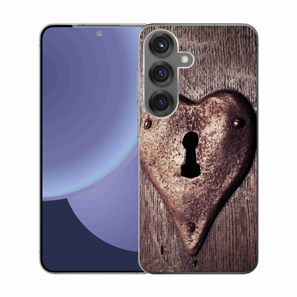 Gelový kryt mmCase na Samsung Galaxy S25 - zámek ve tvaru srdce