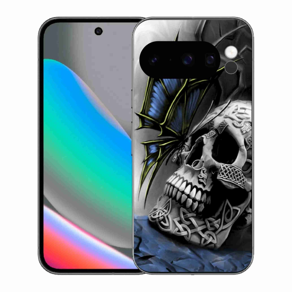Gelový kryt mmCase na Google Pixel 10 Pro - motýl a lebka