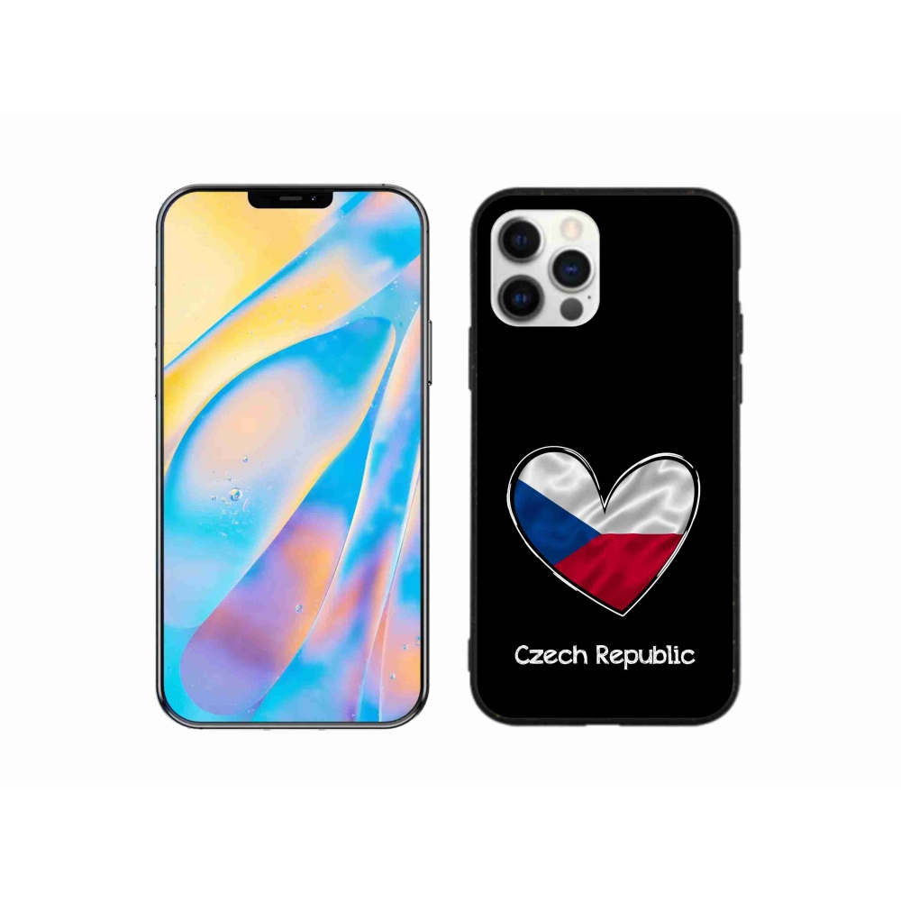 Gelový kryt mmCase na iPhone 12 Pro - vlajka srdce černé pozadí