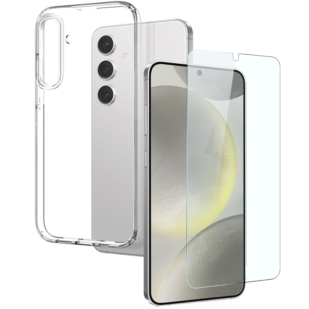 NORTHJO průhledný gelový obal + tvrzené sklo na Samsung Galaxy S24 - průhledný