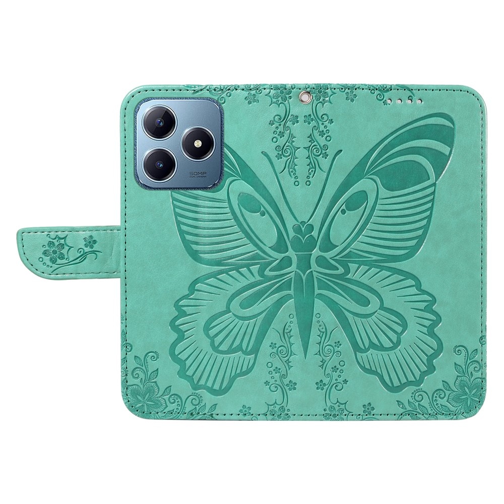 Floral Butterfly knížkové pouzdro na Realme C61/C63 - modrozelené