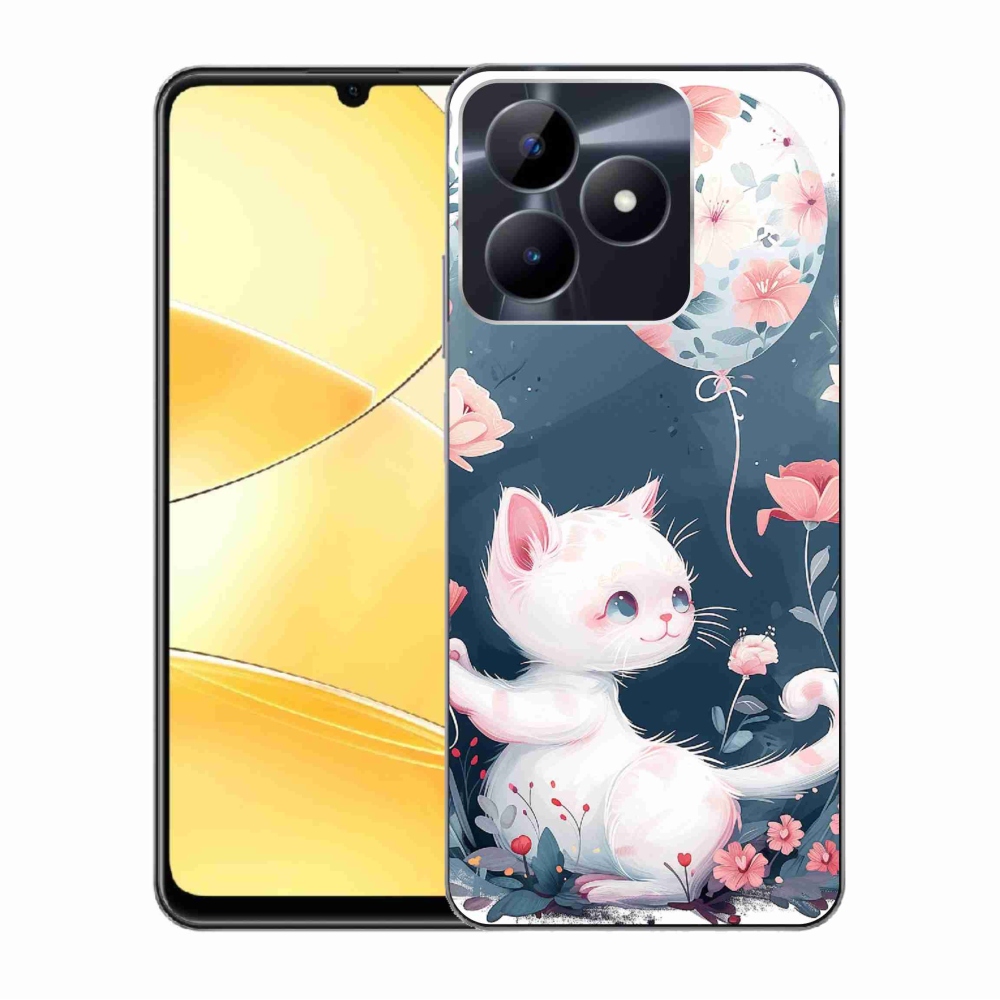 Gelový kryt mmCase na Realme C51/C53 - kotě s balónkem