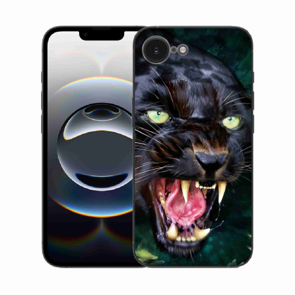 Gelový kryt mmCase na iPhone 16e - rozzuřený černý panter