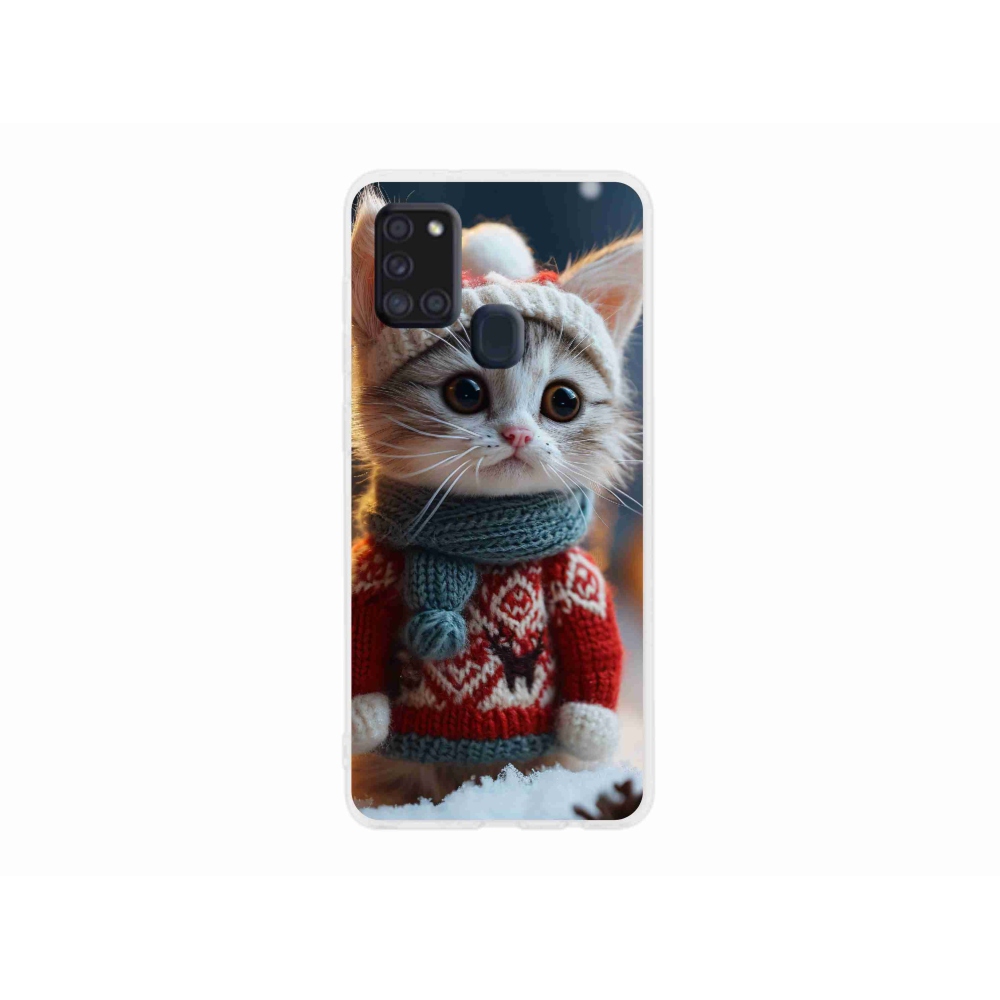 Gelový kryt mmCase na Samsung Galaxy A21s - kotě ve svetru