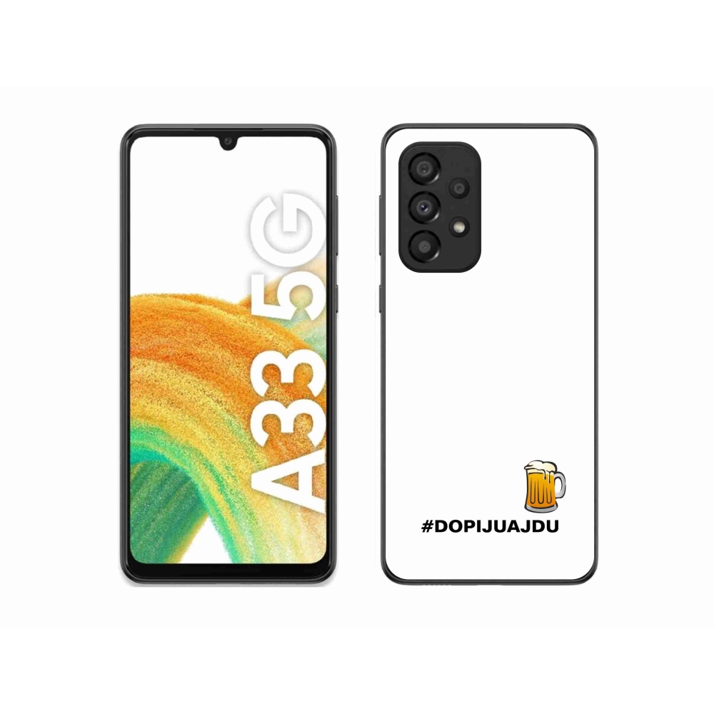 Gelový kryt mmCase na Samsung Galaxy A33 5G - pivní motiv 1 bílé pozadí