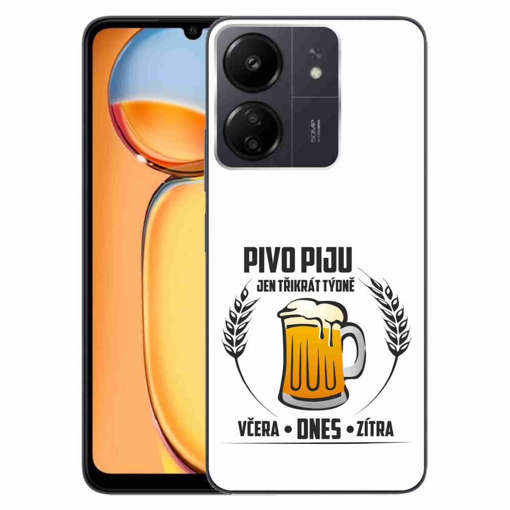 Gelový kryt mmCase na Xiaomi Poco C65/Redmi 13C - pivní motiv bílé pozadí