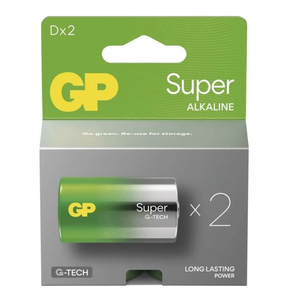 Alkalická baterie GP Super D (LR20) - 2ks