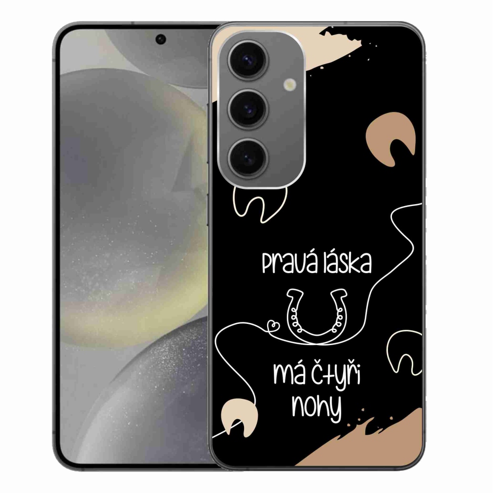 Gelový kryt mmCase na Samsung Galaxy S24+ - koňský motiv černé pozadí