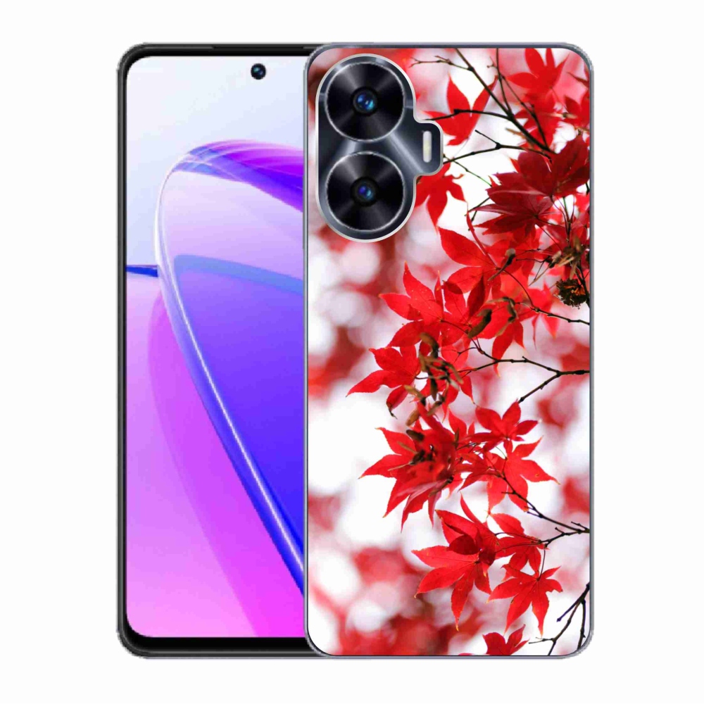 Gelový kryt mmCase na Realme C55 - červené listy