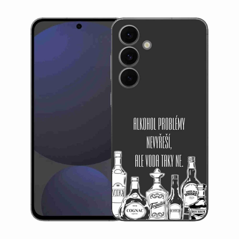 Gelový kryt mmCase na Samsung Galaxy S25 FE - vtipný text černé pozadí