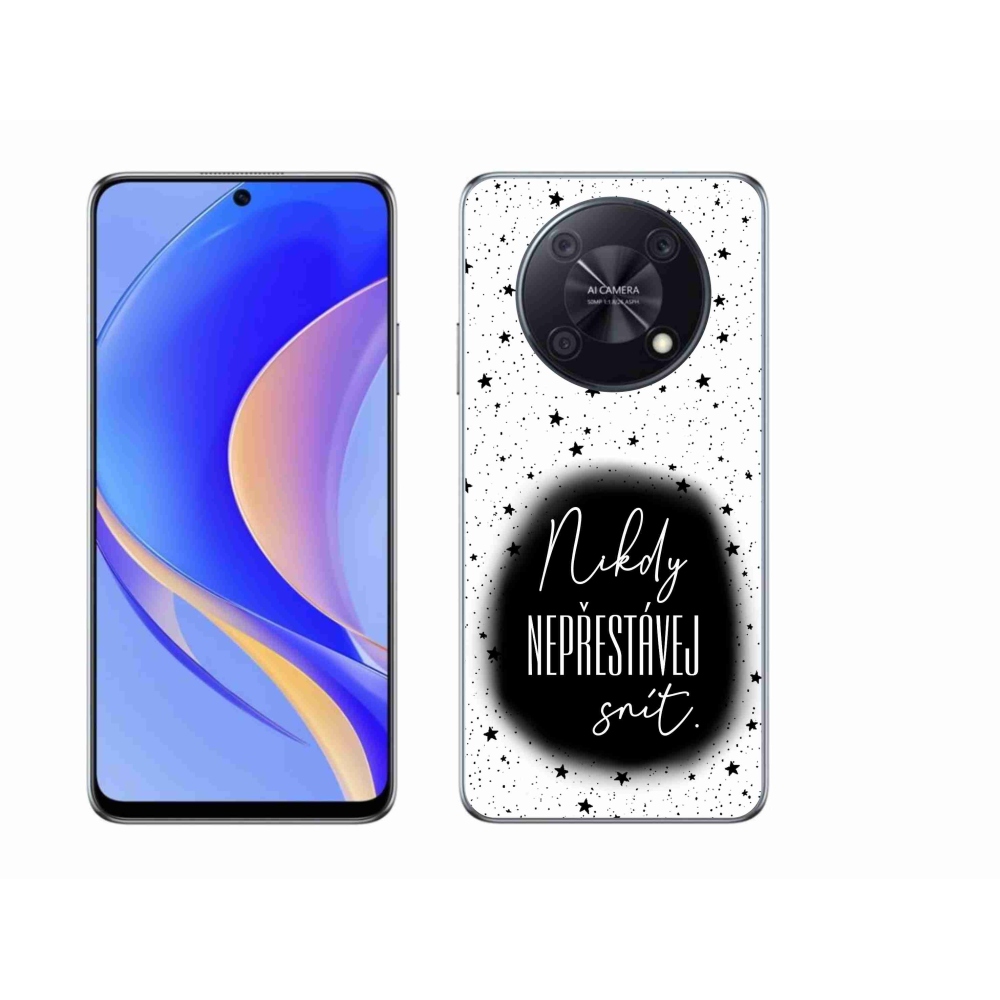 Gelový kryt mmCase na Huawei Nova Y90 - citát 1 černobílé pozadí