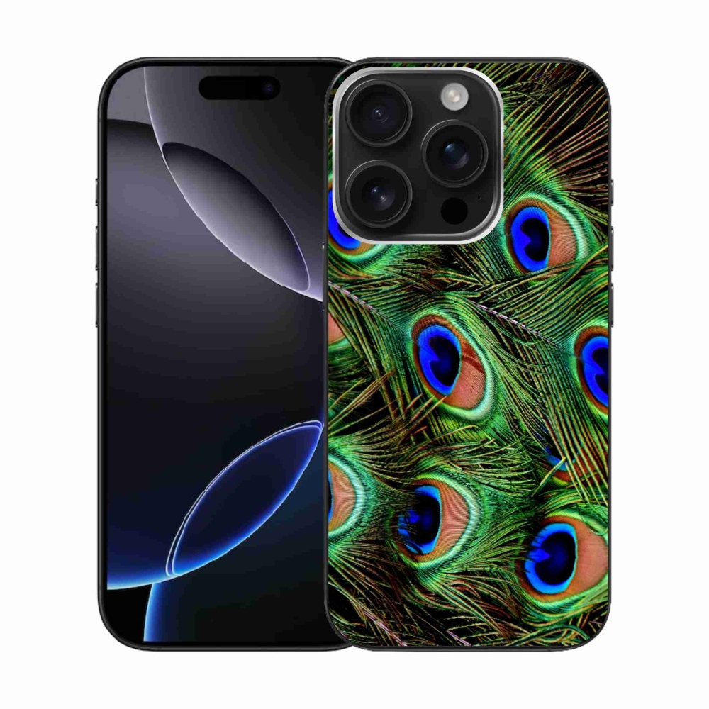 Gelový kryt mmCase na iPhone 16 Pro - paví peří