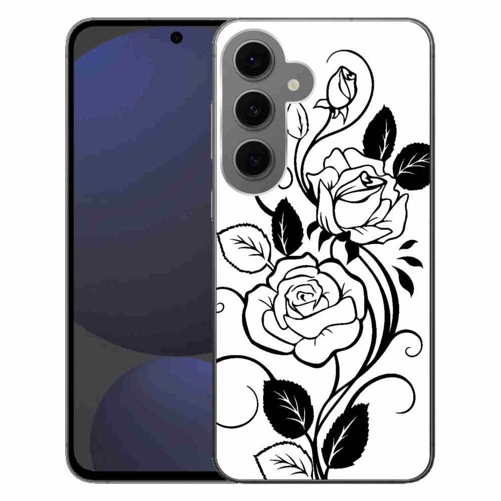 Gelový kryt mmCase na Samsung Galaxy S24 FE - černobílá růže