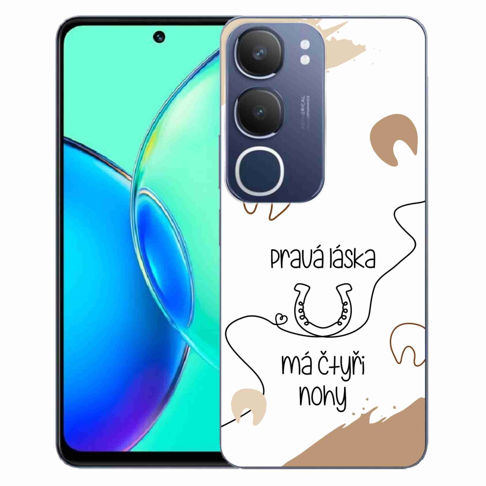 Gelový kryt mmCase na Vivo Y19s - koňský motiv bílé pozadí