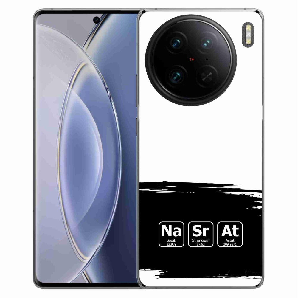 Gelový kryt mmCase na Vivo X90 Pro - chemické prvky černobílé pozadí
