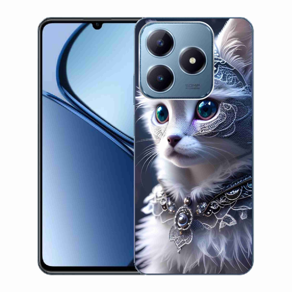 Gelový kryt mmCase na Realme C63 - bílá kočka