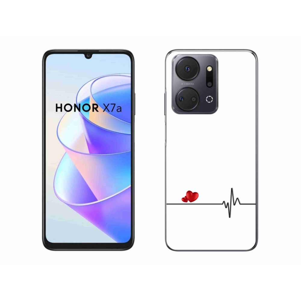 Gelový kryt mmCase na Honor X7a - srdce a tep bílé pozadí