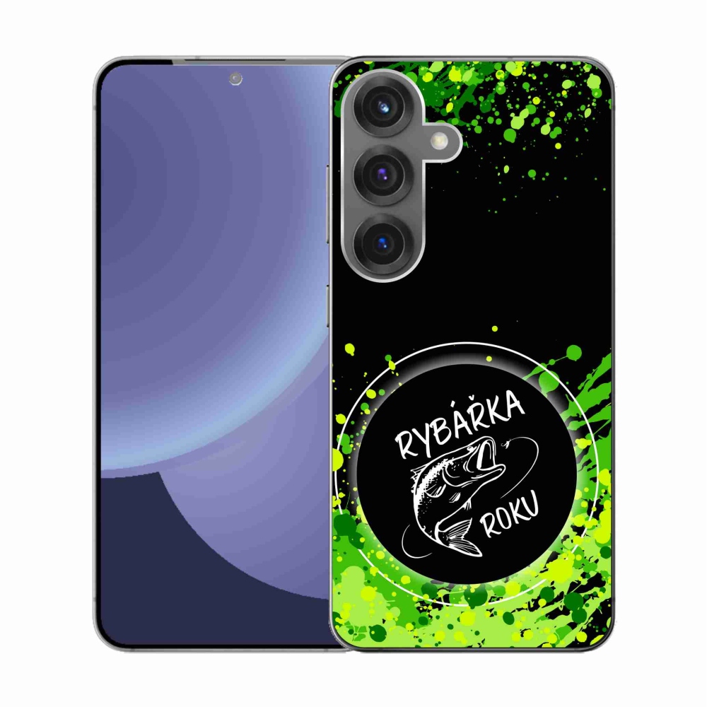 Gelový kryt mmCase na Samsung Galaxy S25 - rybářka roku černé pozadí