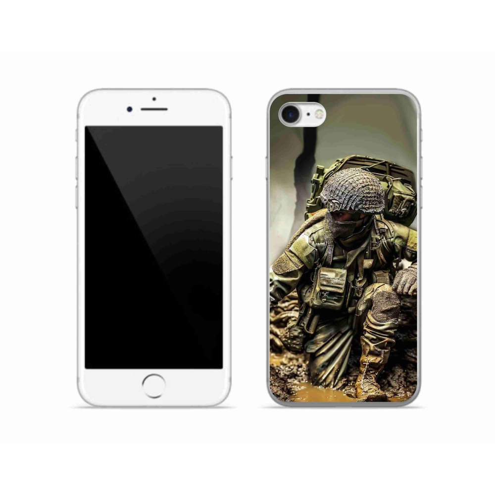 Gelový kryt mmCase na iPhone SE (2022) - voják