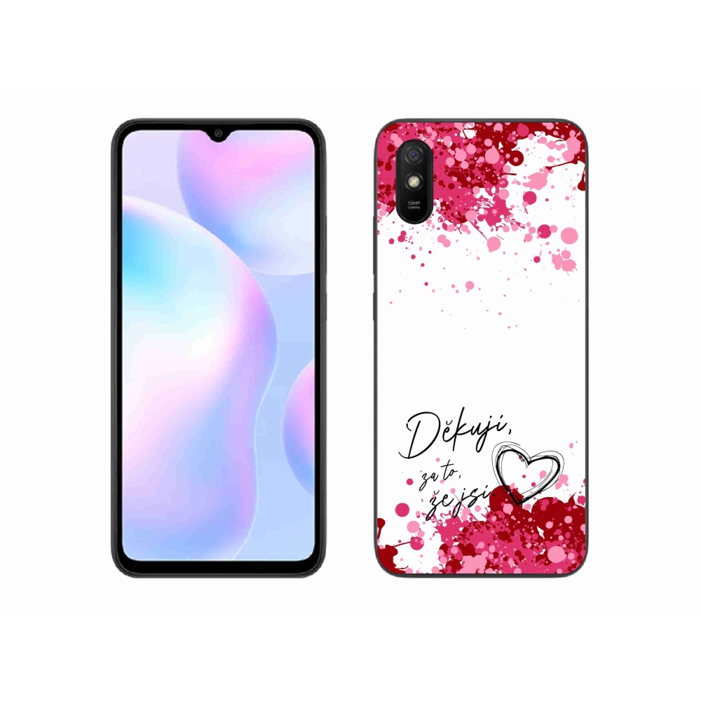 Gelový kryt mmCase na Xiaomi Redmi 9A - zamilovaný text 2 bílé pozadí