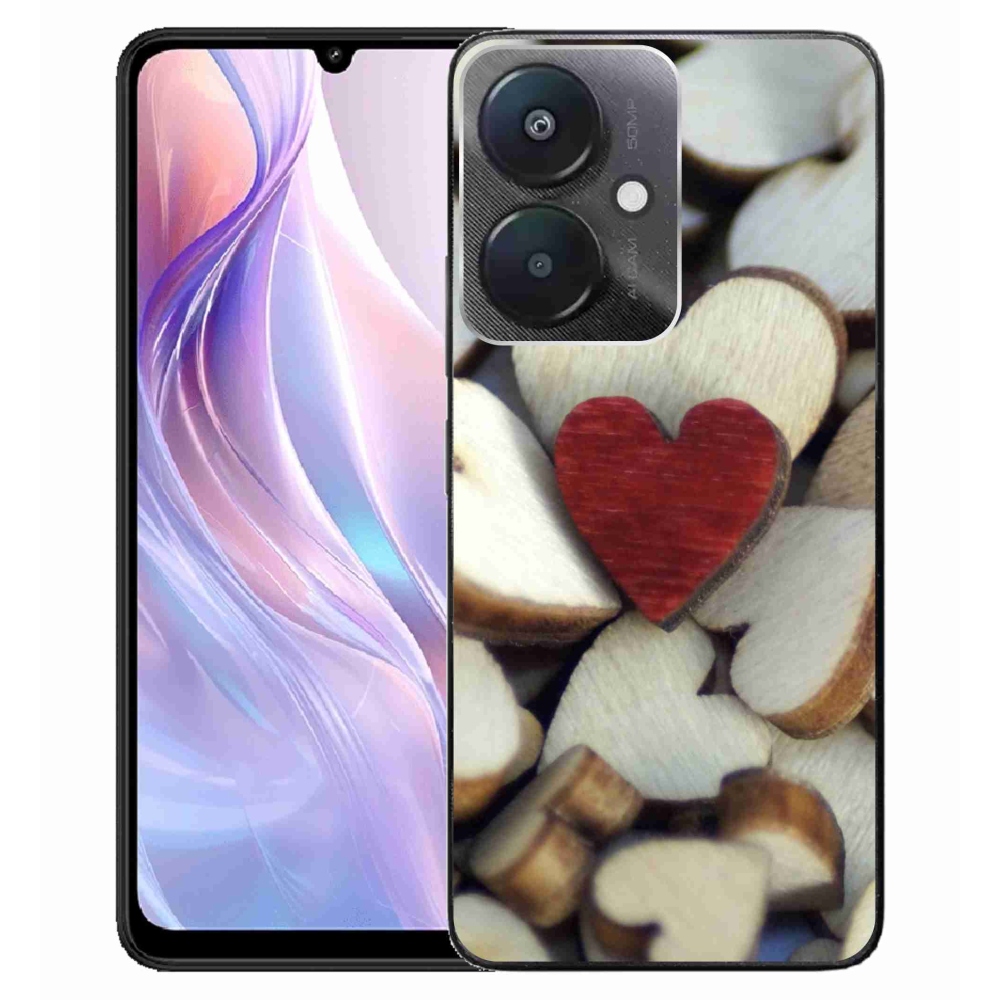 Gelový kryt mmCase na Xiaomi Redmi 13C 5G - gravírované červené srdce 