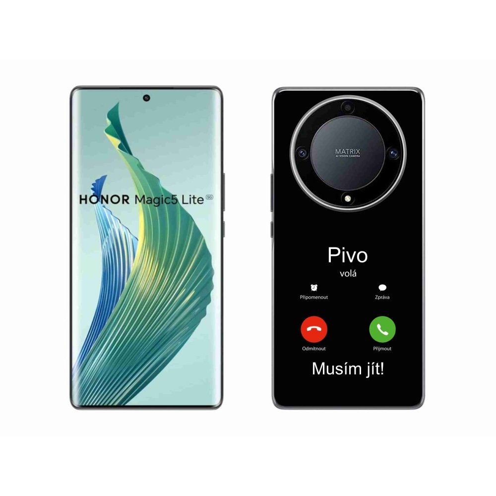 Gelový kryt mmCase na Honor Magic 5 Lite 5G - pivo volá černé pozadí