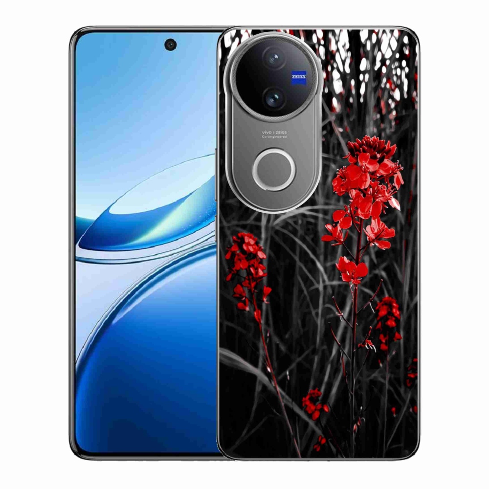 Gelový kryt mmCase na Vivo V50 5G - červená rostlina