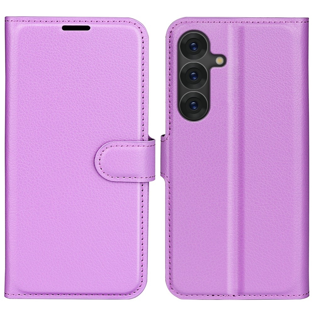 Litchi knížkové pouzdro na Samsung Galaxy S25 - fialové