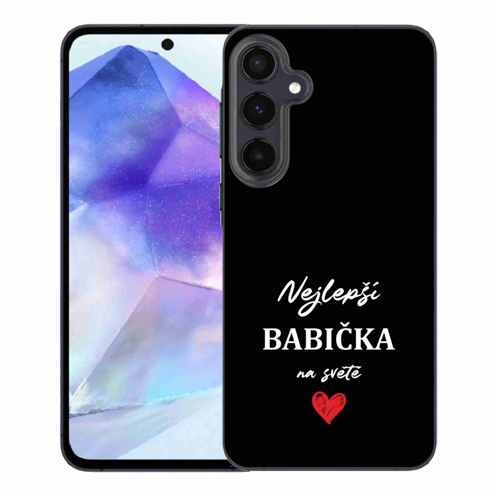 Gelový kryt mmCase na Samsung Galaxy A55 5G - nejlepší babička 1 černé pozadí