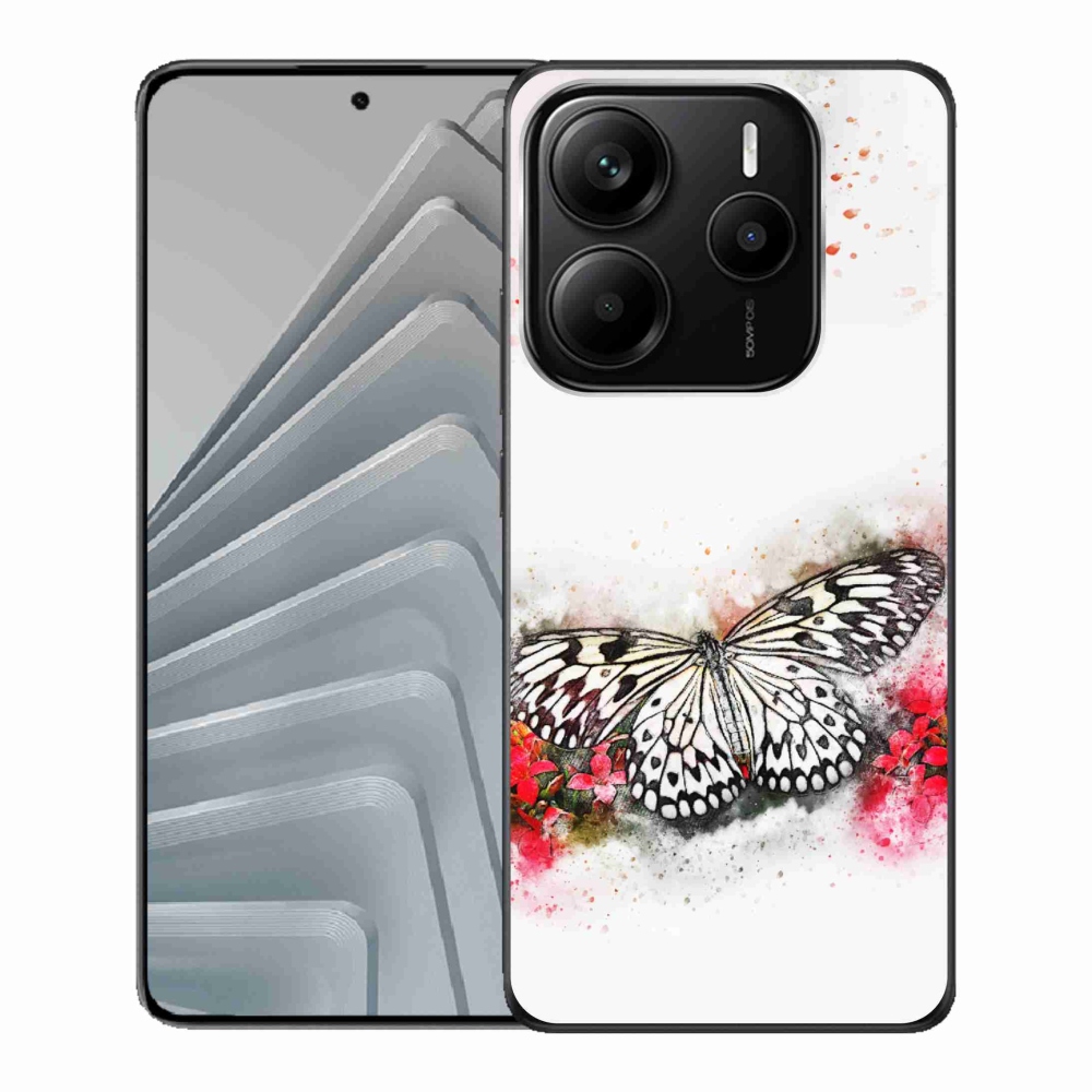 Gelový kryt mmCase na Xiaomi Redmi Note 14 5G - černobílý motýl