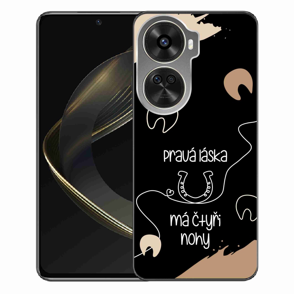 Gelový kryt mmCase na Huawei Nova 12 SE - koňský motiv černé pozadí