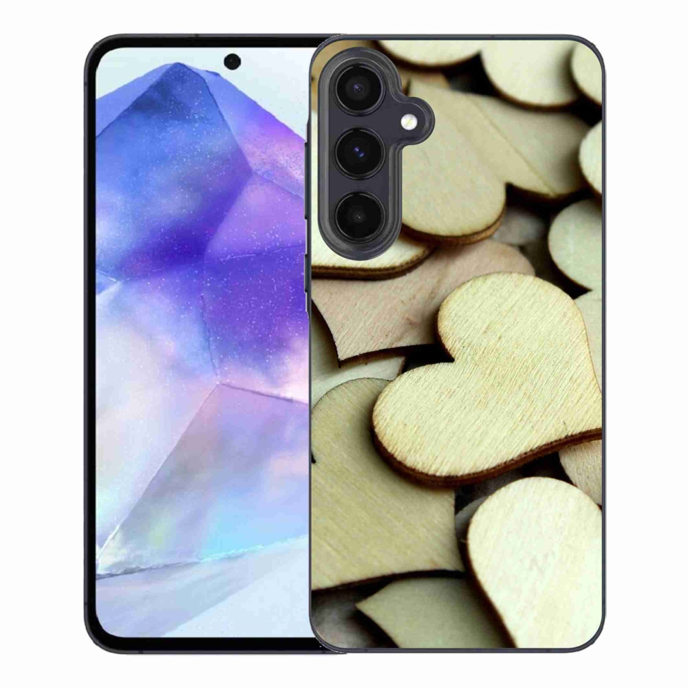 Gelový kryt mmCase na Samsung Galaxy A55 5G - dřevěná srdíčka