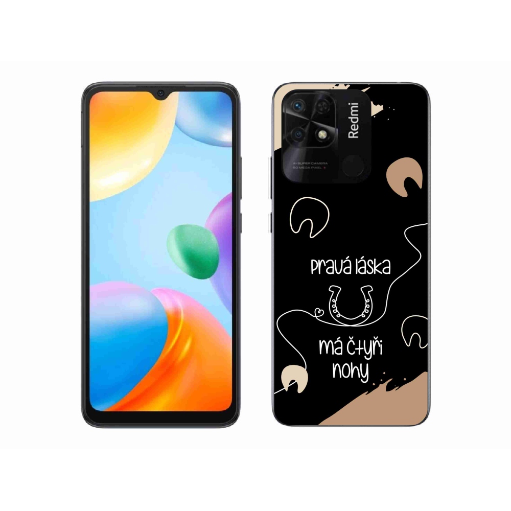 Gelový kryt mmCase na Xiaomi Redmi 10C - koňský motiv černé pozadí