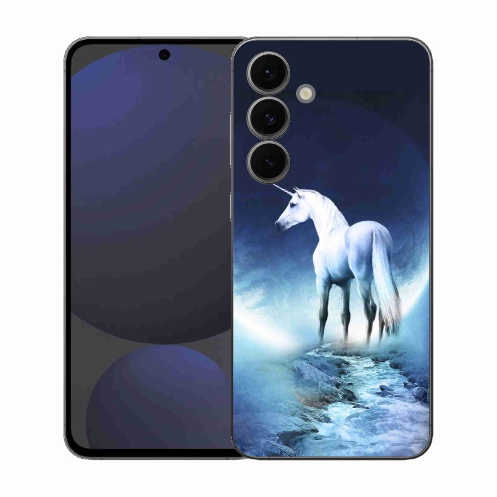 Gelový kryt mmCase na Samsung Galaxy S25 FE - bílý jednorožec