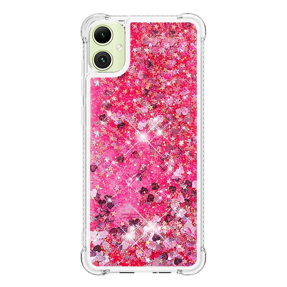 Glitter přesýpací gelový obal na Samsung Galaxy A06 4G - růžový/srdíčka