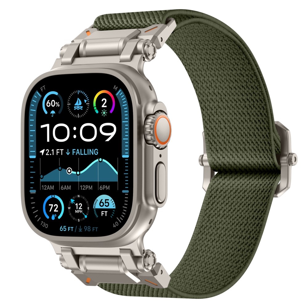 Titanium nylonový řemínek na Apple Watch Ultra/Ultra 2 49mm/SE/SE 2022/2023 44mm/10 46mm/9/8/7 45mm/6/5/4 44mm/3/2/1 42 mm - zelený