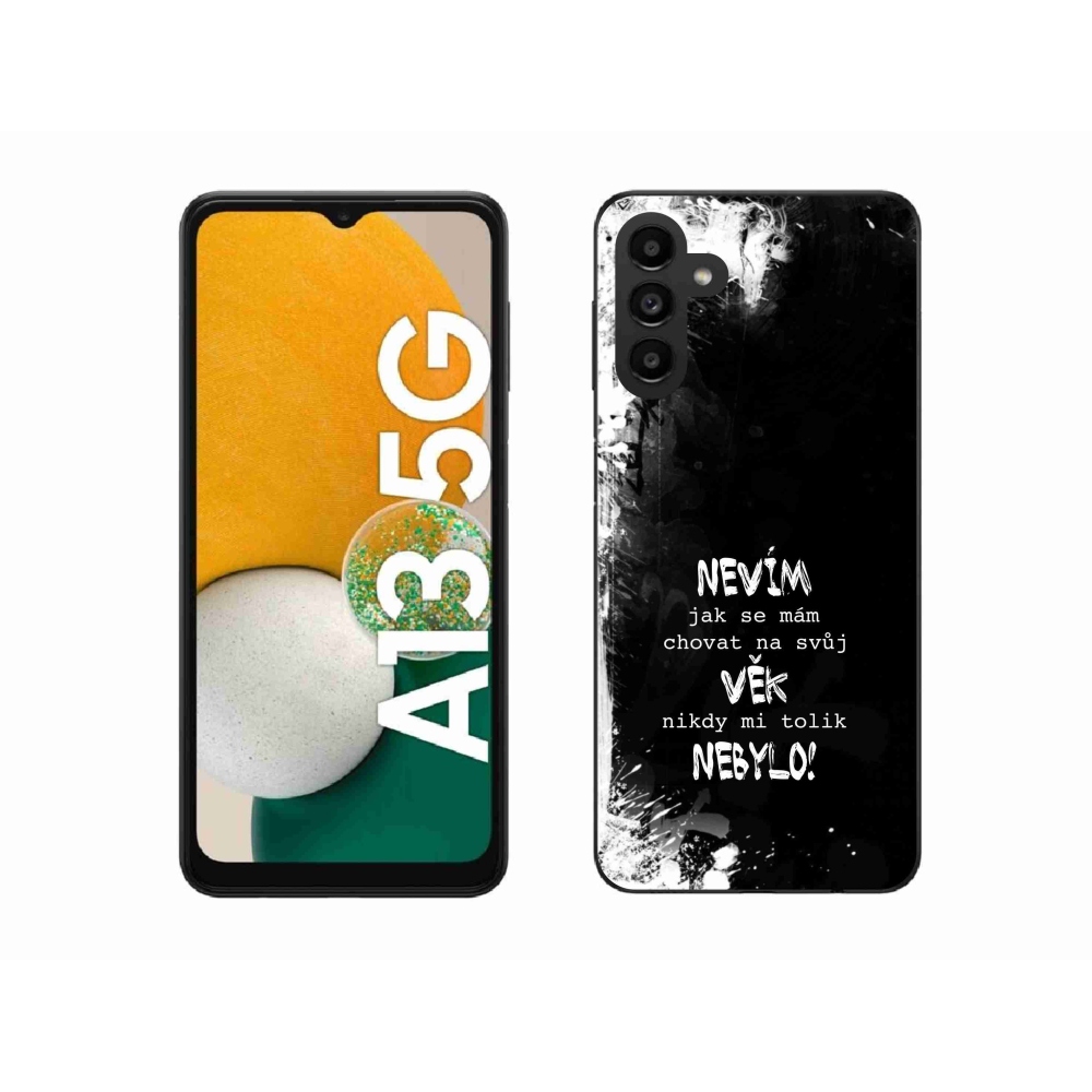Gelový kryt mmCase na Samsung Galaxy A13 5G - vtipný text 14 černé pozadí
