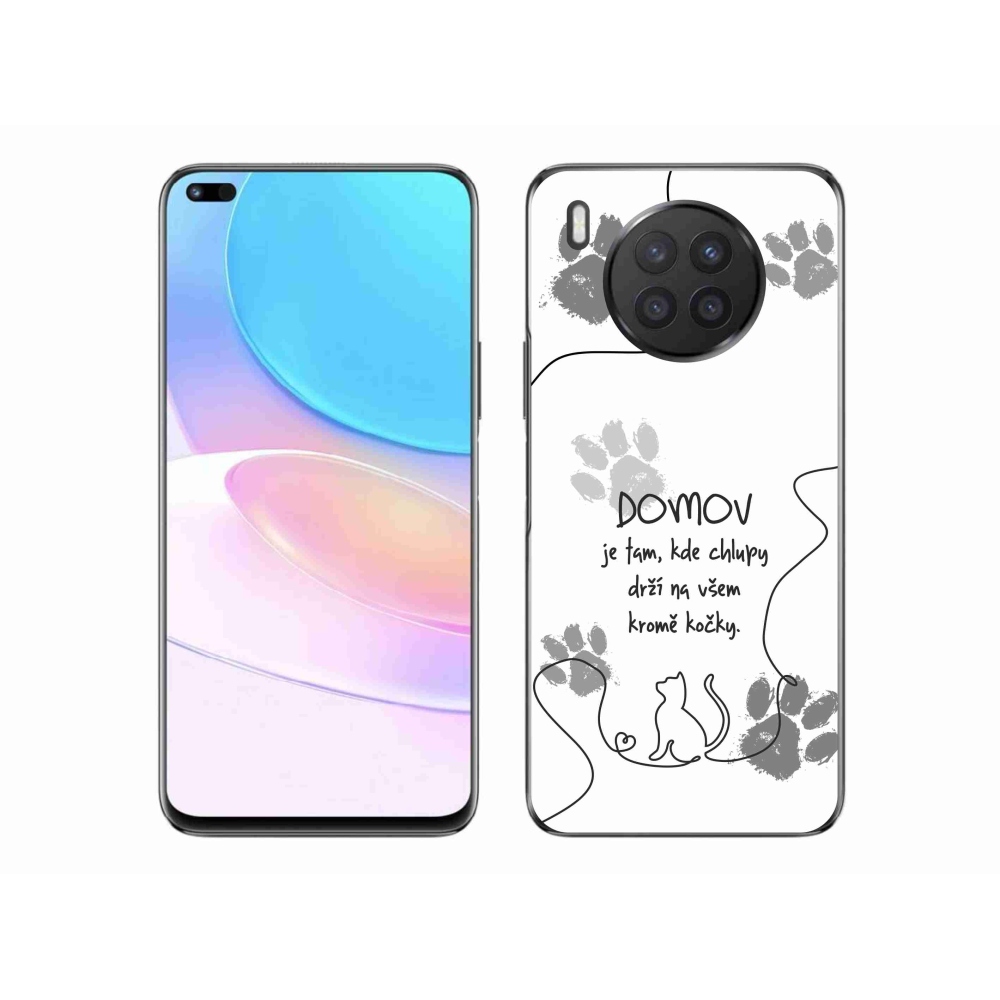 Gelový kryt mmCase na Huawei Nova 8i - kočičí motiv bílé pozadí