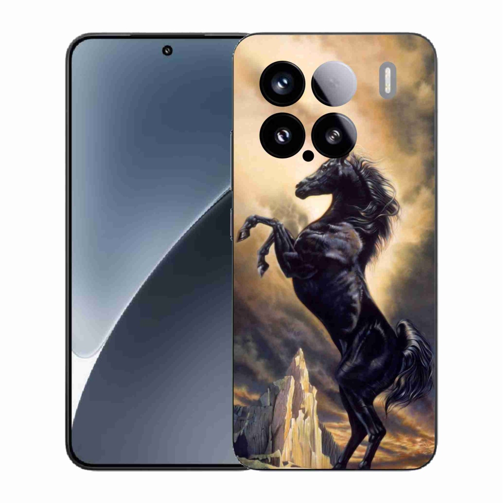 Gelový kryt mmCase na Xiaomi 15 - černý kreslený kůň