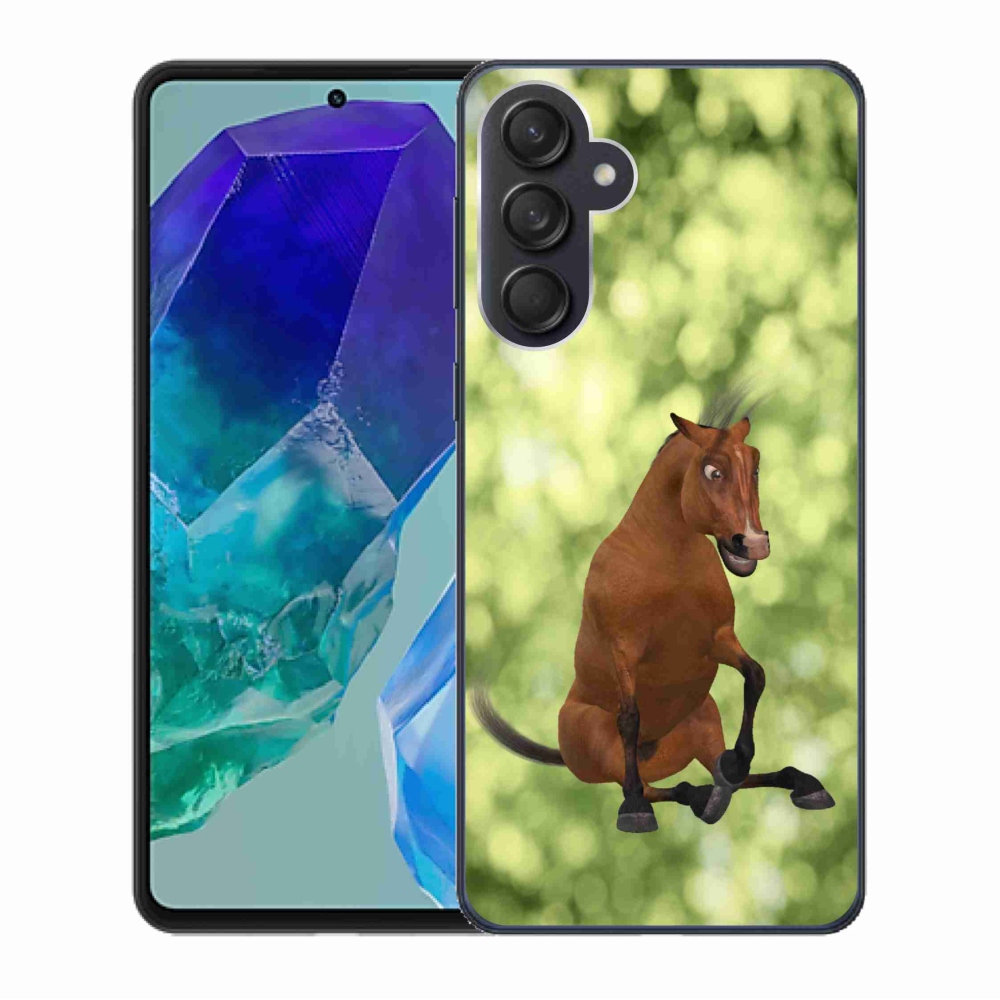 Gelový kryt mmCase na Samsung Galaxy M55 5G - hnědý kreslený kůň 1