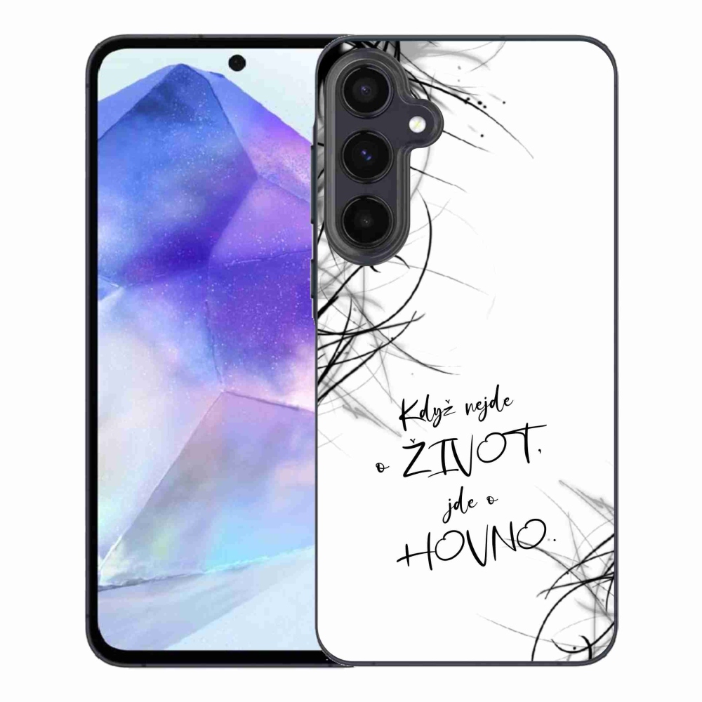 Gelový kryt mmCase na Samsung Galaxy A55 5G - vtipný text 16 bílé pozadí