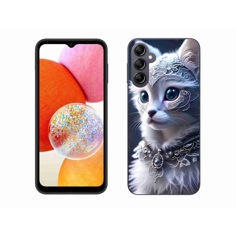 Gelový kryt mmCase na Samsung Galaxy A14 4G/5G - bílá kočka