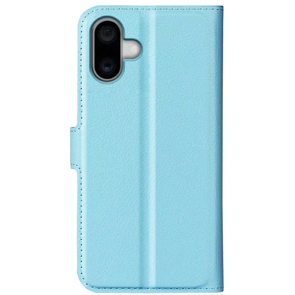 Litchi knížkové pouzdro na iPhone 16 - modré