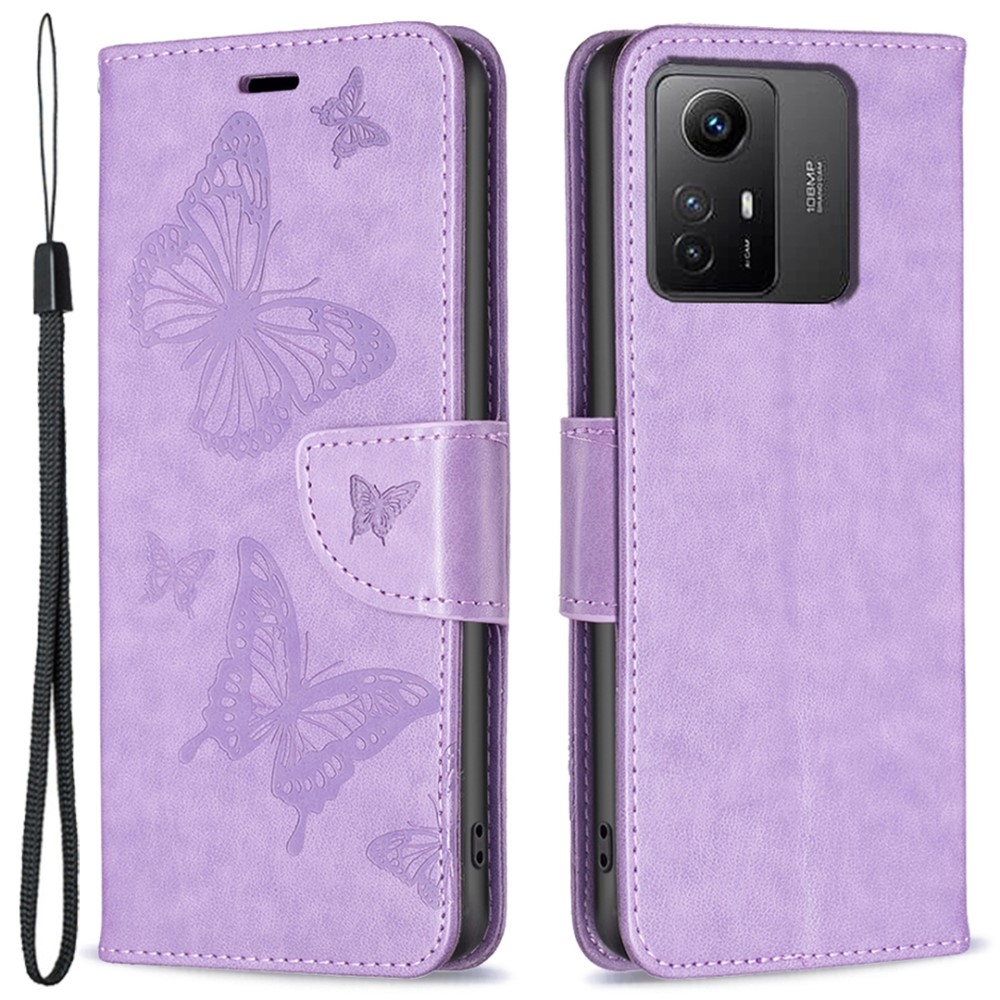 Butterfly knížkové pouzdro na Xiaomi Redmi Note 12S - fialové