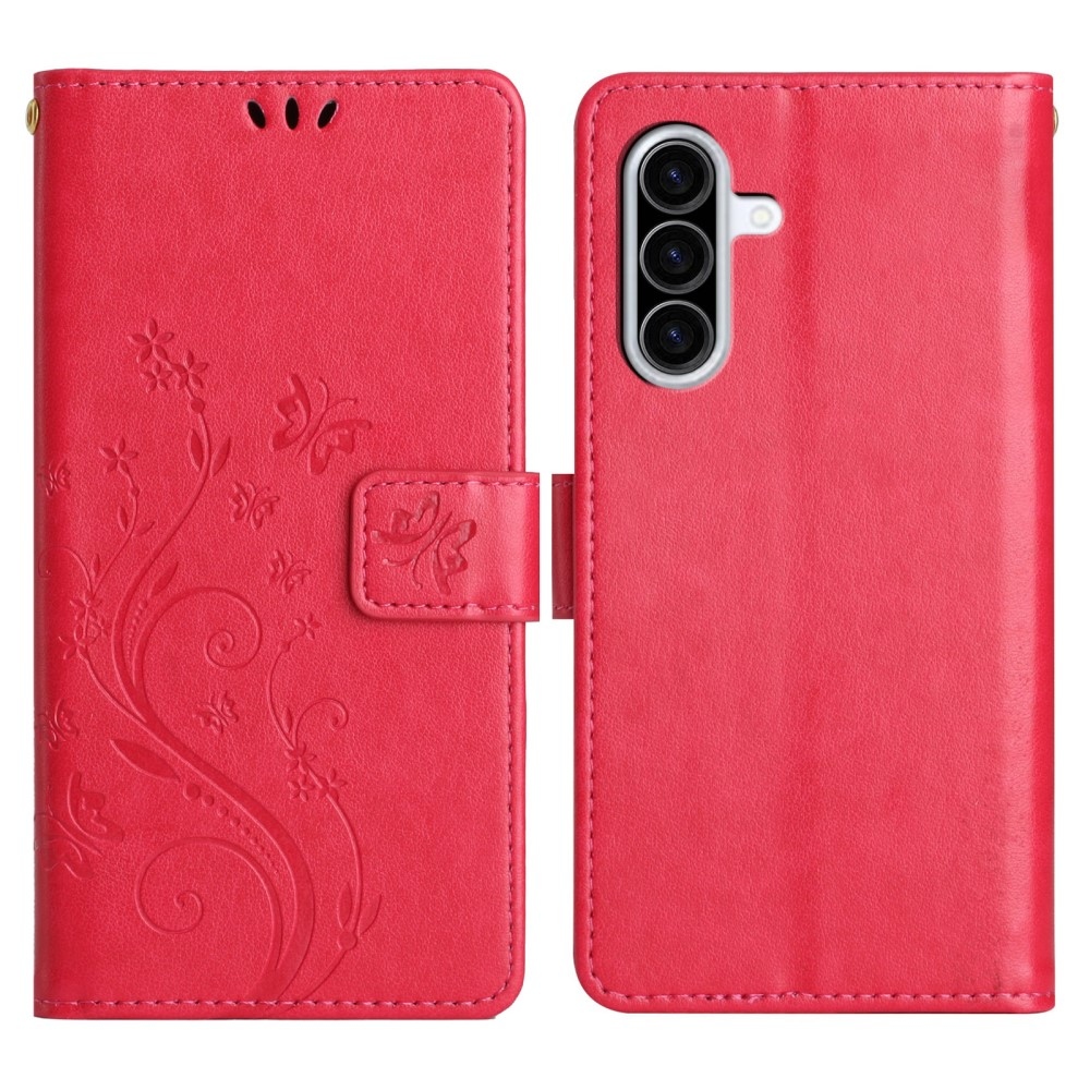 Flowers knížkové pouzdro na Samsung Galaxy A36 5G - červené